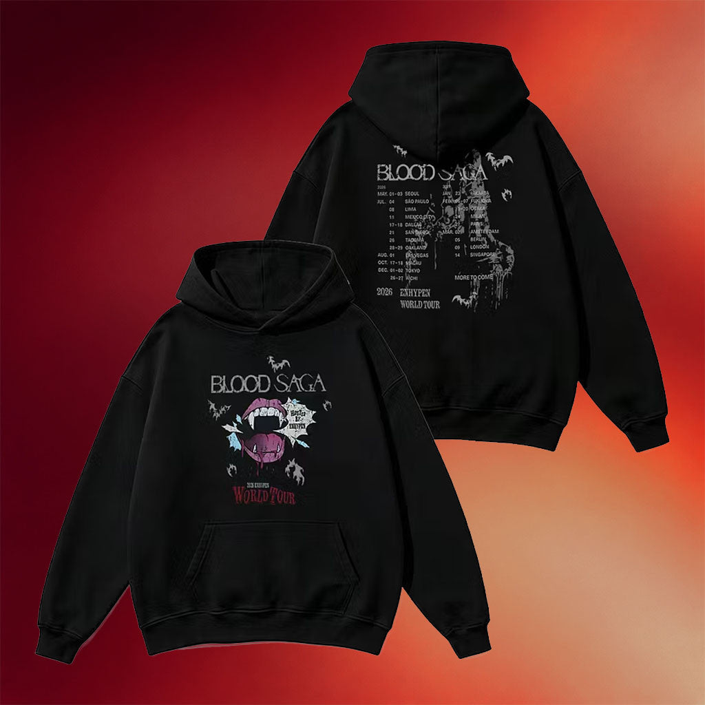 Enhypen Merch 2026 ENHYPEN Blood Saga World Tour Inspired Hoodie Enhypen Concert Merch Black - Merchluma