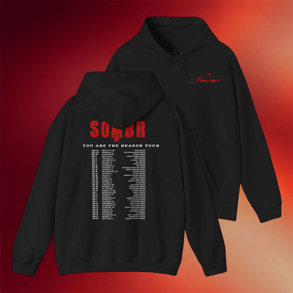 Sombr Merch 2026 You Are The Reason Tour Black Hoodie Sombr Tour Merch Gifts For Music Fans - Merchluma