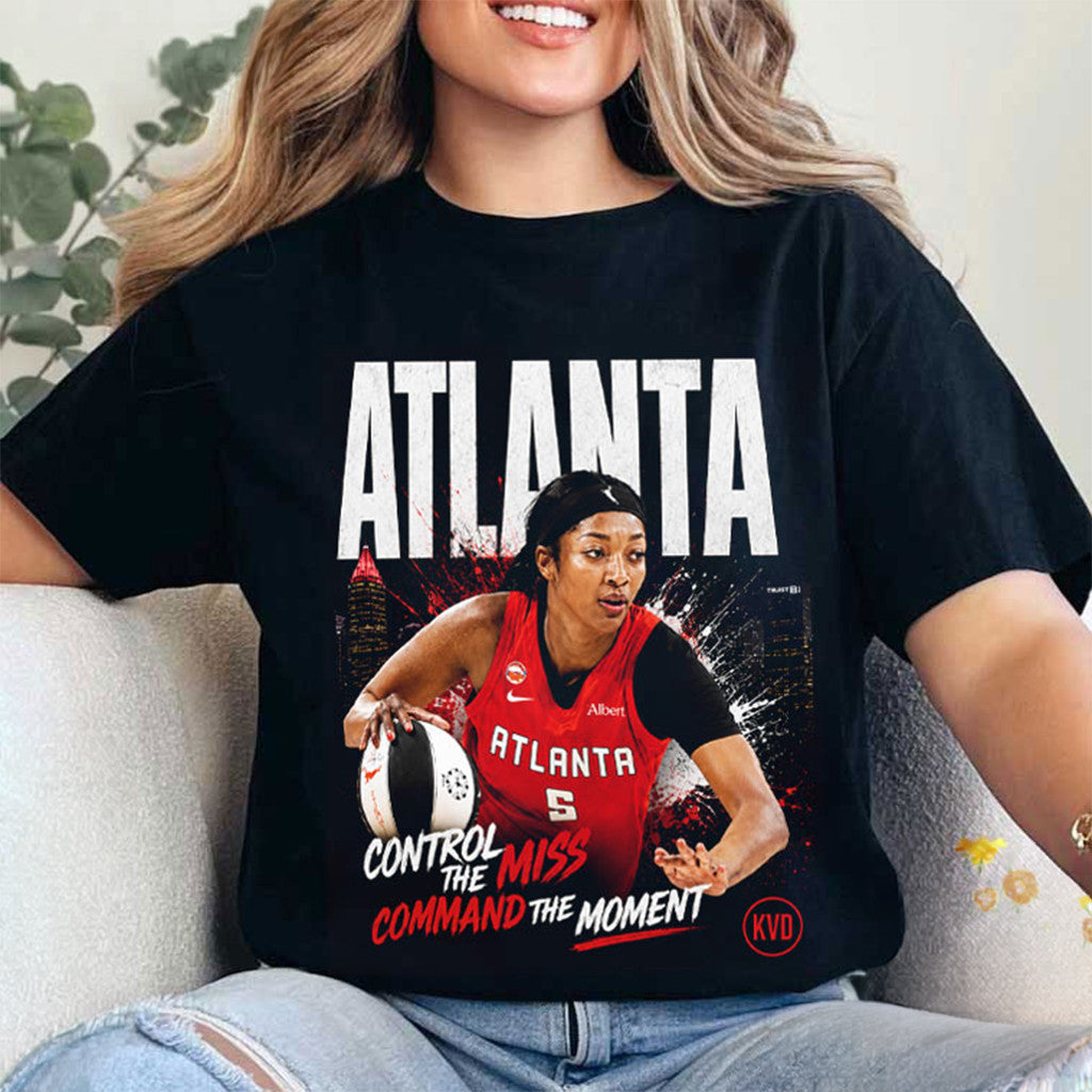 Angel Reese Control The Miss Command The Moment Women's Basketball T-Shirt Atlanta Dream Merch - Merchluma