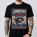 Jimothy Raccoon For Mayor Seattle Short Spine T-Shirt A Better City For All Shirt Black - Merchluma