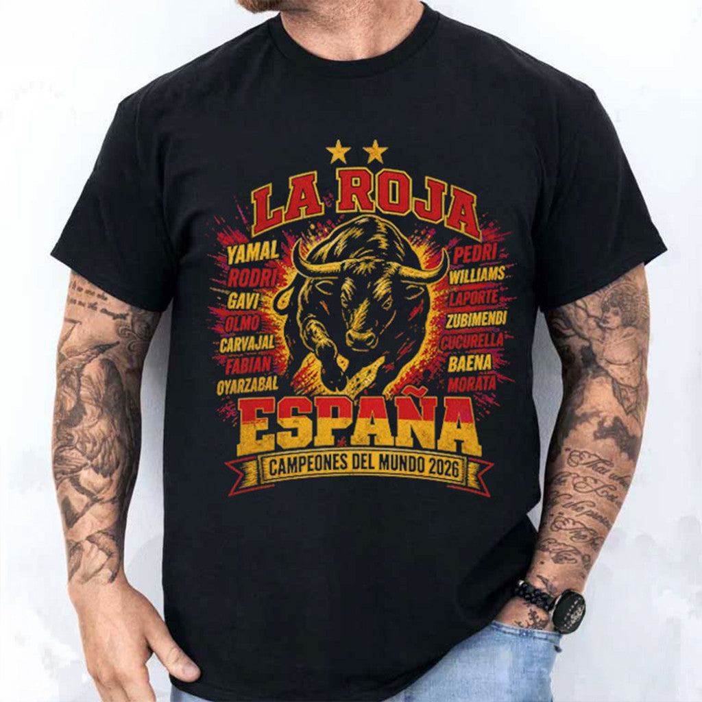 La Roja Espana Campeones Del Mundo Shirt Spain World Cup 2026 Champions Merch Soccer Fan Gifts - Merchluma