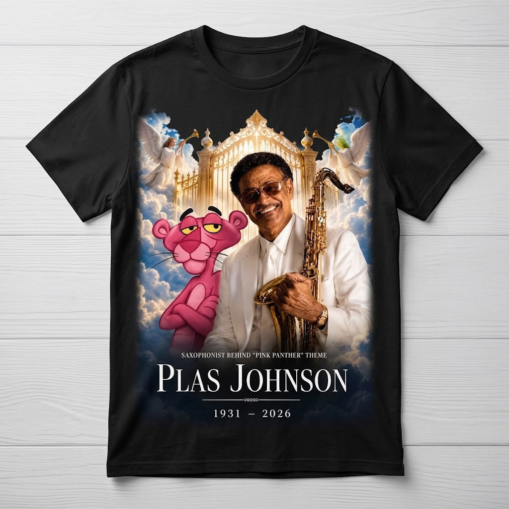 Plas Johnson Saxophonist Behind Pink Panther Theme Memorial 1931 2026 Shirt RIP Merch Black - Merchluma