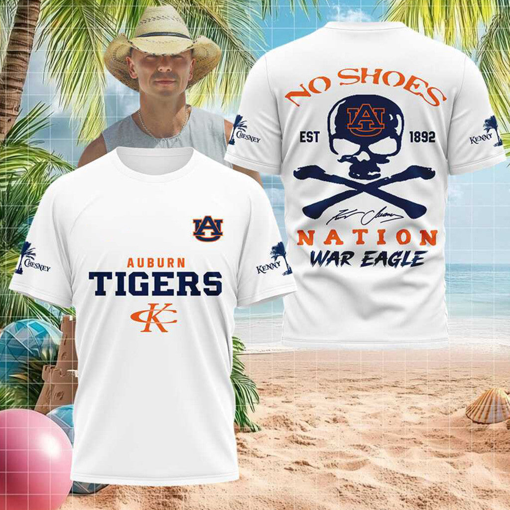 Auburn Tigers Football Skull No Shoes Nation Shirt 2026 Auburn Tigers Merch Present For Husband - Merchluma
