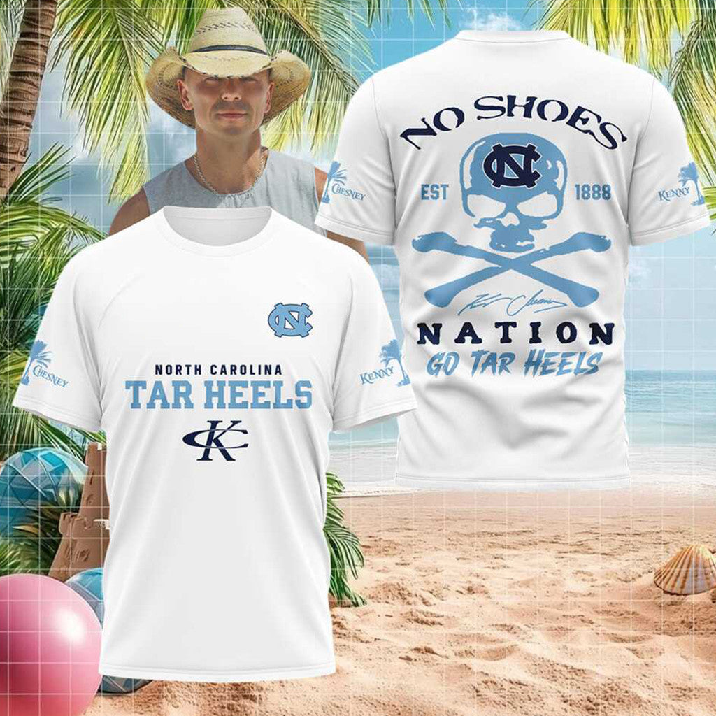 North Carolina Tar Heels College Football Skull No Shoes Nation Shirt Tar Heels Merch 2026 - Merchluma