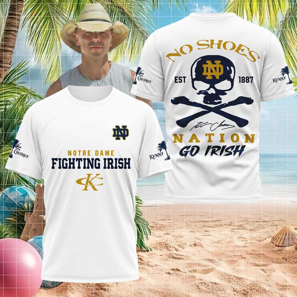 Notre Dame Fighting Irish College Football Skull No Shoes Nation Shirt 2026 Notre Dame Merch - Merchluma