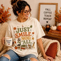 Teacher Shirt Fall Funny Teacher Meme Tee Just Smile And Nod Y'all Shirt Teacher Gifts Ideas - Merchluma