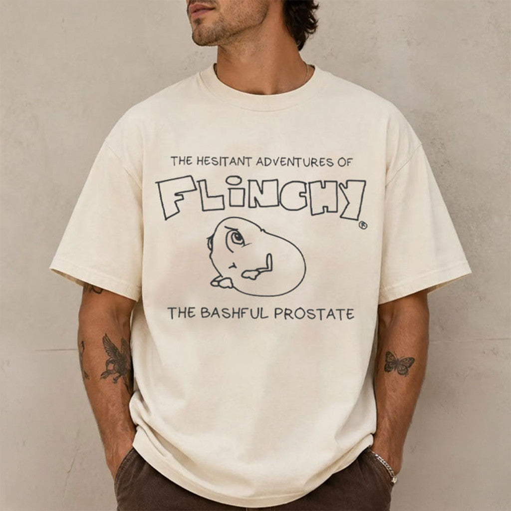 The Hesitant Adventures Of Flinchy The Bashful Prostate T-Shirt Humorous Shirt Gift For Friend - Merchluma