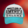 Slayyyter Merch 2026 Worst Girl In America Deluxe Trucker Hat Unique Gifts For Music Lovers - Merchluma
