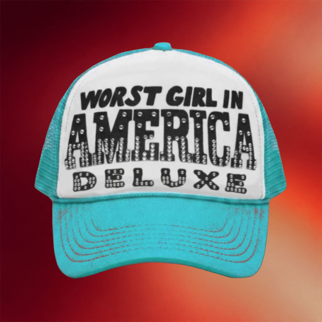 Slayyyter Merch 2026 Worst Girl In America Deluxe Trucker Hat Unique Gifts For Music Lovers - Merchluma