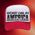 Slayyyter Merch 2026 Worst Girl In America Trucker Hat Cool Gifts For Music Lovers - Merchluma
