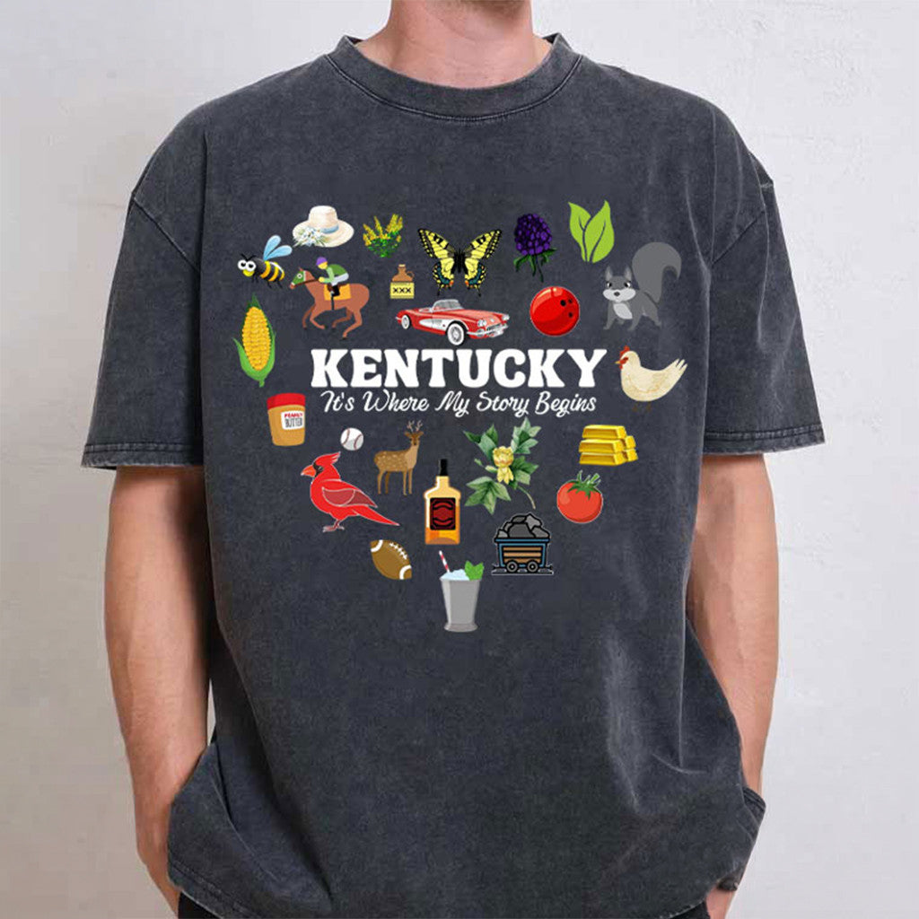 Kentucky It's Where My Story Begins Bluegrass State T-Shirt Kentucky State Pride Clothing - Merchluma