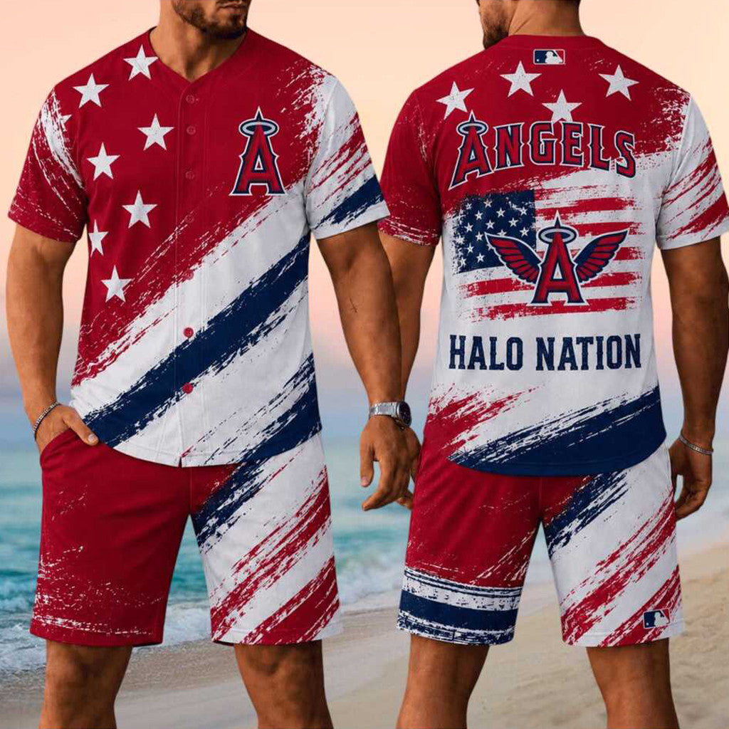 Los Angeles Angels Merch 2026 Halo Nation Jersey And Shorts Set Present For Baseball Fans - Merchluma
