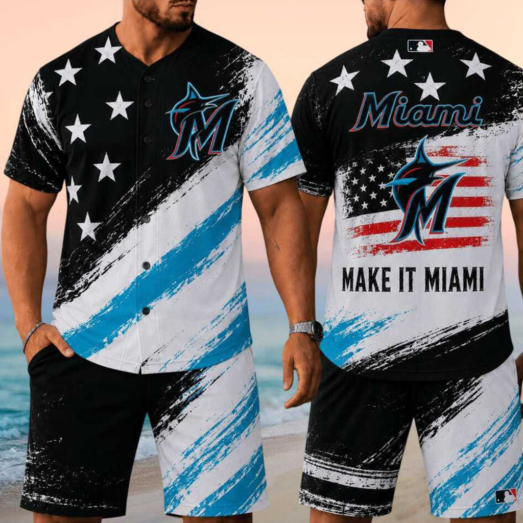 Miami Marlins Merch 2026 Make It Miami Jersey And Shorts Set Best Gifts For Baseball Lovers - Merchluma