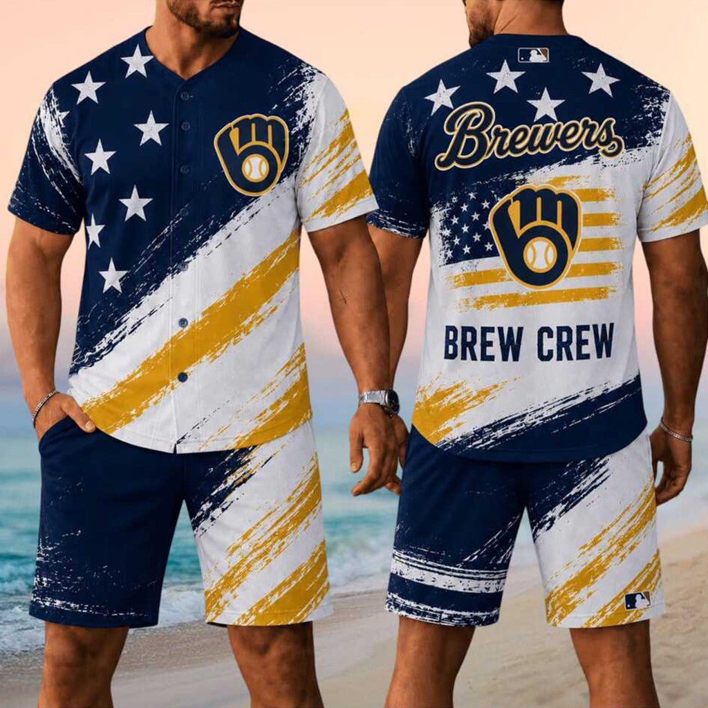 Milwaukee Brewers Merch 2026 Brew Crew Jersey And Shorts Set Gifts Ideas For Baseball Fans - Merchluma