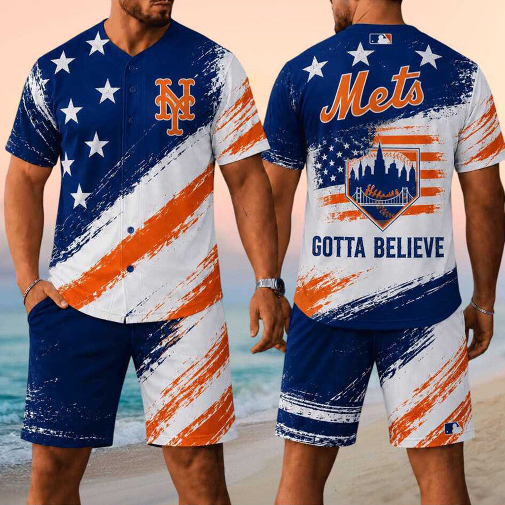 New York Mets Merch 2026 Gotta Believe Jersey And Shorts Set Gifts For Baseball Enthusiast - Merchluma