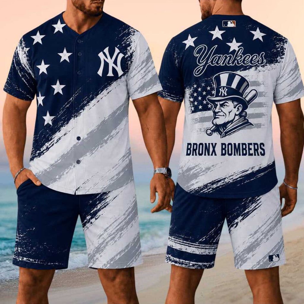 New York Yankees Merch 2026 Bronx Bombers Jersey And Shorts Set Baseball Enthusiast Gifts - Merchluma
