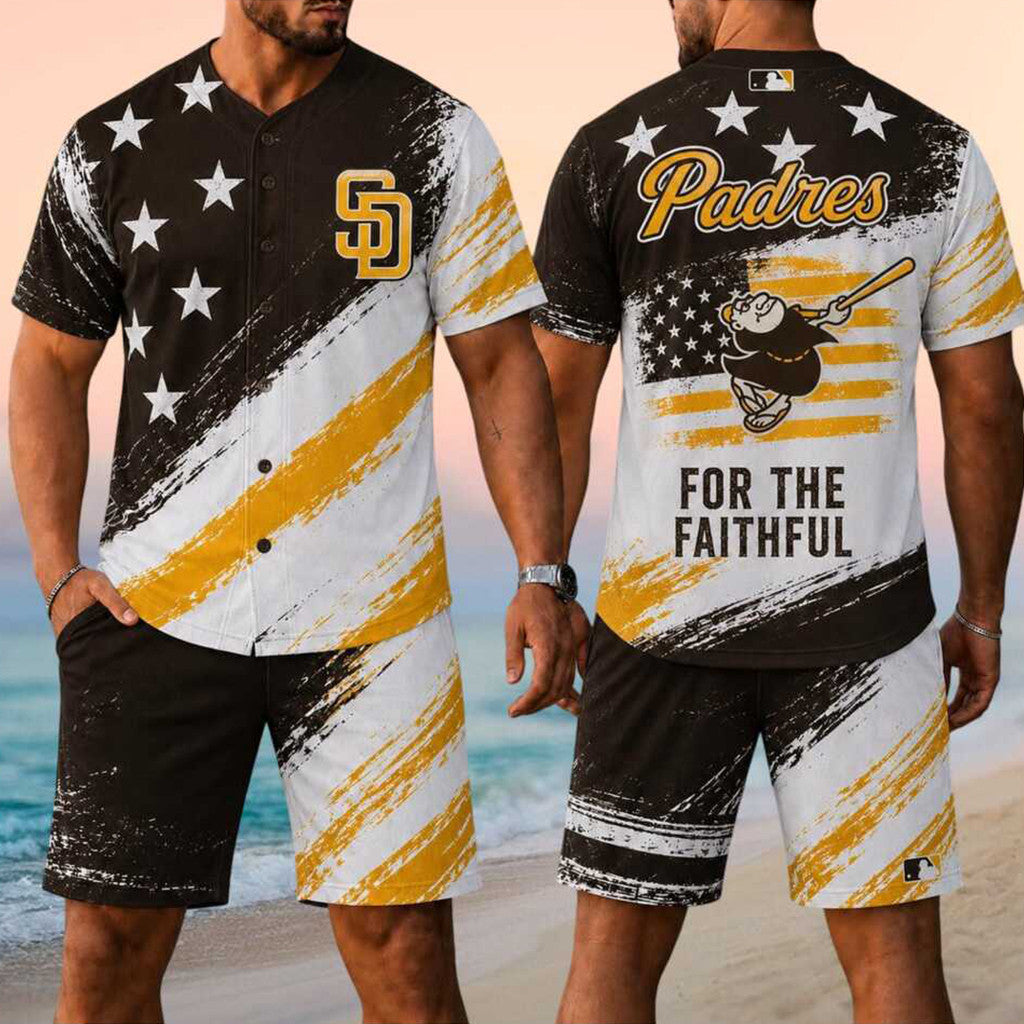 San Diego Padres Merch 2026 Padres For The Faithful Jersey And Shorts Set Gift For Husband - Merchluma