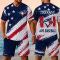 Toronto Blue Jays Merch Jays Baseball 2026 American Flag Jersey And Shorts Set Gift For Dad - Merchluma