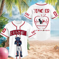 Custom Houston Football Bull Mascot Teacher Apple Heartbeat Baseball Jersey Texans Merch 2026 - Merchluma