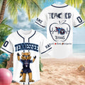 Personalized Tennessee Football Raccoon Mascot Teacher Apple Heartbeat Baseball Jersey Fan Merch - Merchluma