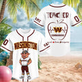 Personalized Washington Football Mascot Teacher Apple Heartbeat Baseball Jersey Commanders Merch - Merchluma
