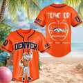 Customized Denver Football Mascot Teacher Apple Heartbeat Baseball Jersey Broncos Merch Gifts - Merchluma