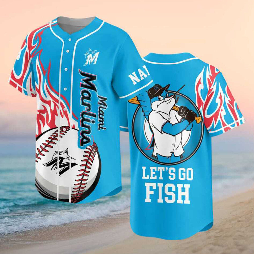 Personalized Miami Marlins Merch Let's Go Fish Baseball Jersey 2026 Gift For Brothers - Merchluma