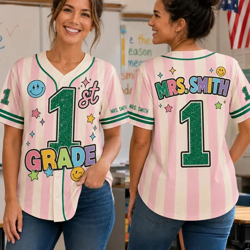 Personalized Grade Level Teacher Baseball Jersey Retro Back To School Apparel Gift For Teacher - Merchluma