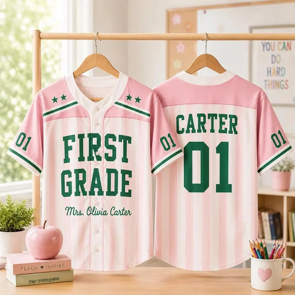 Personalized Teacher Baseball Jersey First Grade Teacher Shirt Back To School For Teacher Gift - Merchluma