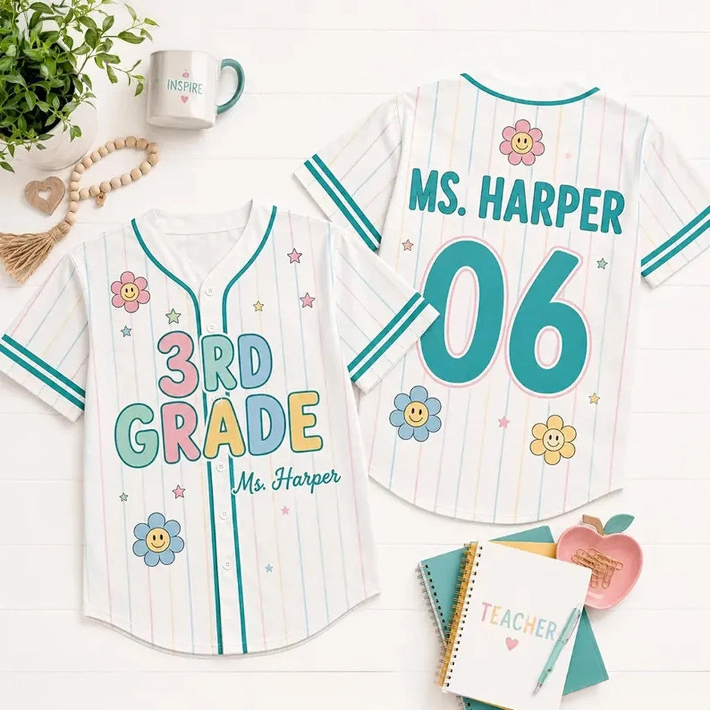 Personalized Teacher Baseball Jersey Grade Level Jersey First Day Of School Teacher Gifts Ideas - Merchluma