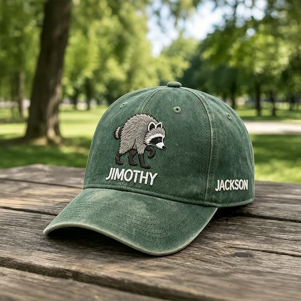 Personalized Raccoon Jimothy Hat Embroidered Viral Animal Meme Merch Gift For Besties - Merchluma