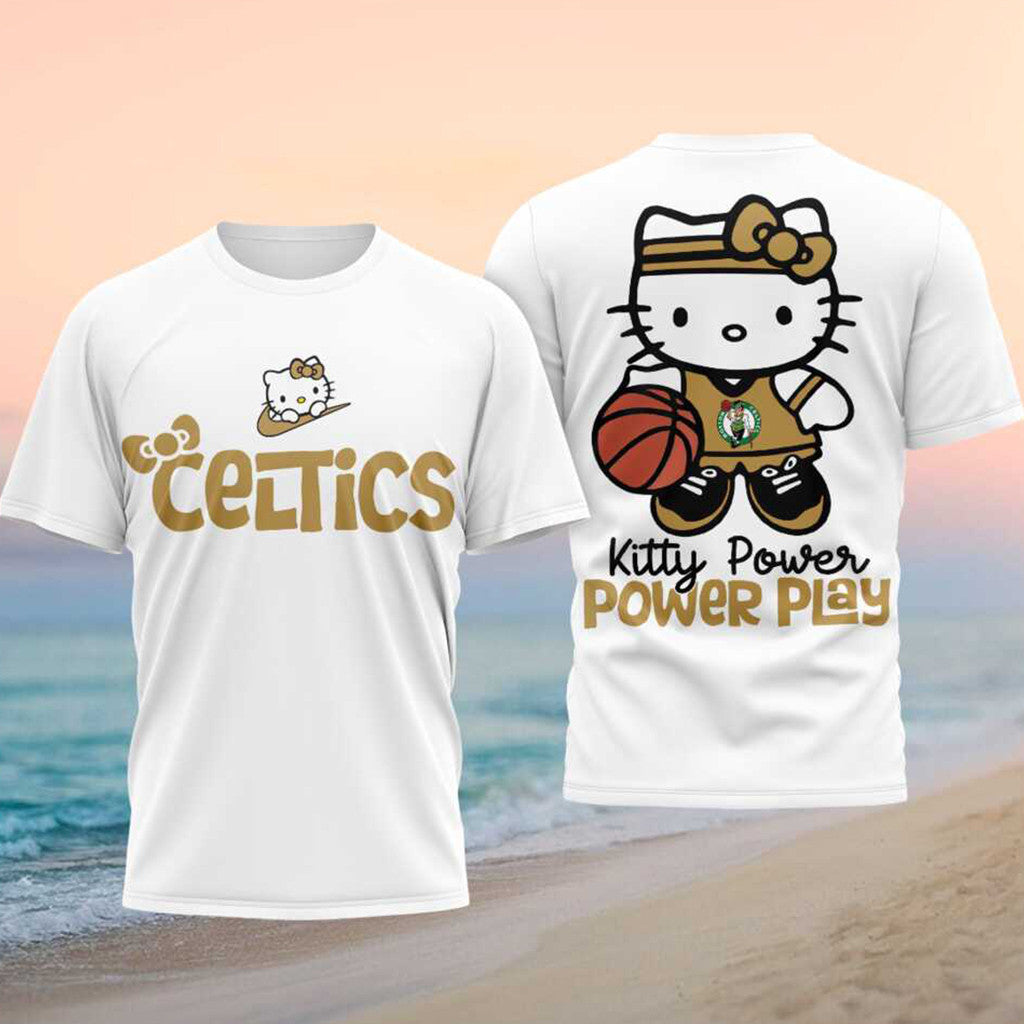 Boston Celtics Hello Kitty Power Play Basketball 2026 Shirt Boston Celtics Merch Fan Present - Merchluma