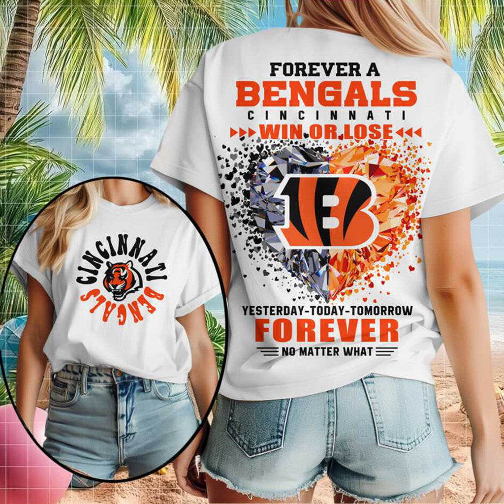 Cincinnati Bengals Football Team Logo Heart Crystal Forever Shirt Cincinnati Bengals Merch 2026 - Merchluma