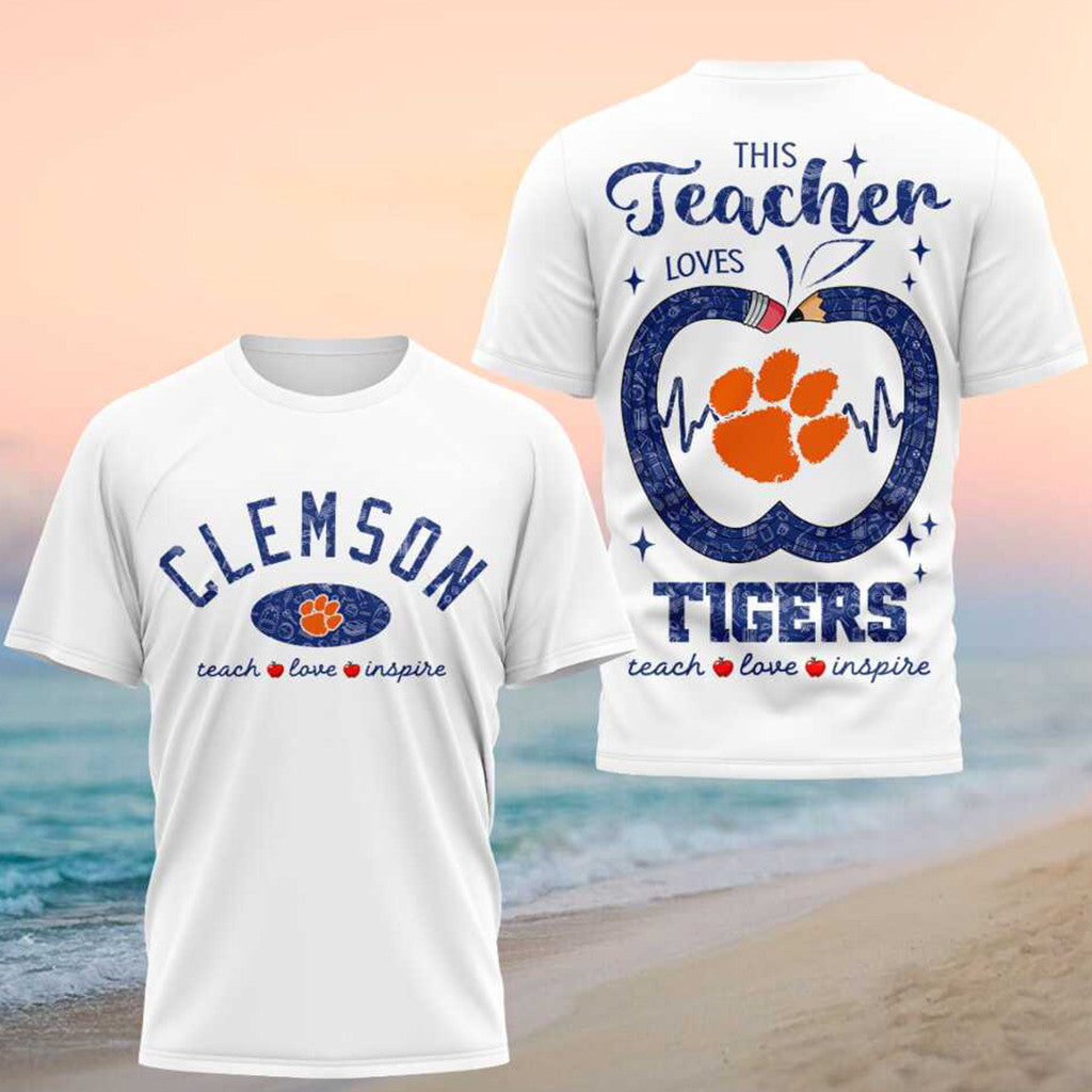Clemson Tigers Teach Love Inspire 2026 Teacher Shirt Clemson Tigers Merch Gift For Teachers - Merchluma