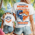 Denver Broncos Football Team Logo Heart Crystal Forever T-Shirt Game Day Apparel Fan Gifts - Merchluma