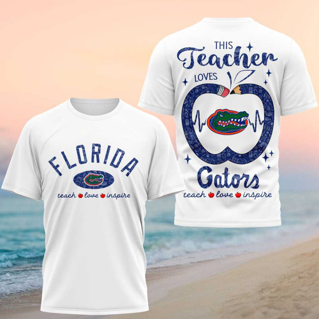 Florida Gators Teach Love Inspire 2026 Teacher Shirt Florida Gators Merch Gift For Football Fan - Merchluma
