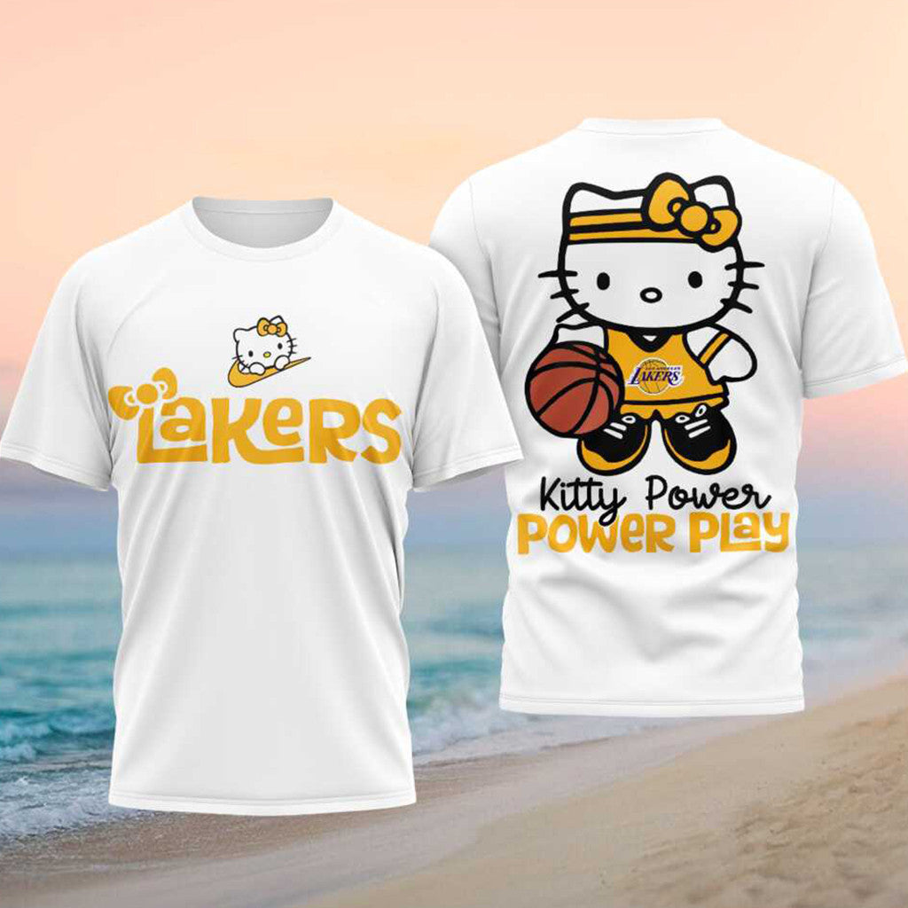 Hello Kitty Los Angeles Lakers Power Play Event 2026 Shirt LA Lakers Merch Basketball Fan Gifts - Merchluma