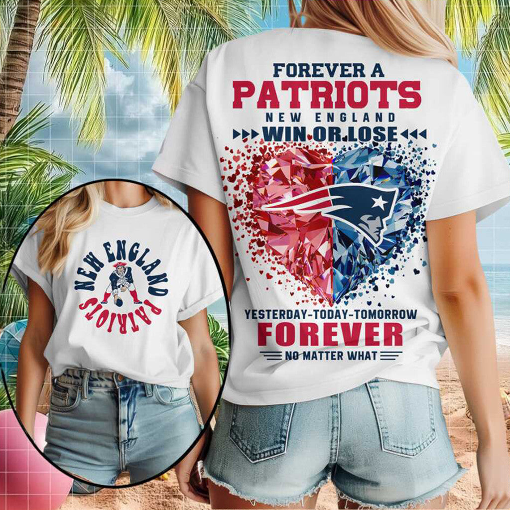 New England Patriots Diamond Heart Win Or Lose T-Shirt 2026 NE Patriots Merch Gift For Fans - Merchluma