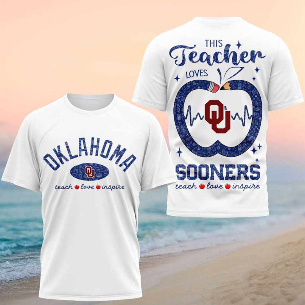 Oklahoma Sooners Teach Love Inspire 2026 Shirt Oklahoma Sooners Merch Gift For Teachers - Merchluma