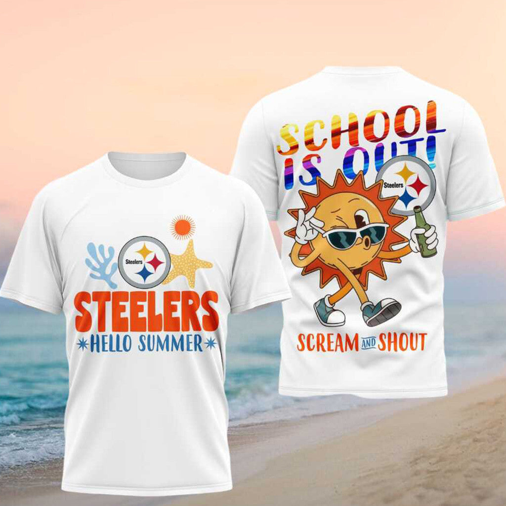 Pittsburgh Steelers Hello Summer School Is Out 2026 Shirt Steelers Merch Gift For Football Fans - Merchluma