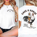 Save A Horse Rooster Graphic T-Shirt 2026 Ride A Cock Instead Shirt Rodeo Cowgirl Western Gifts - Merchluma