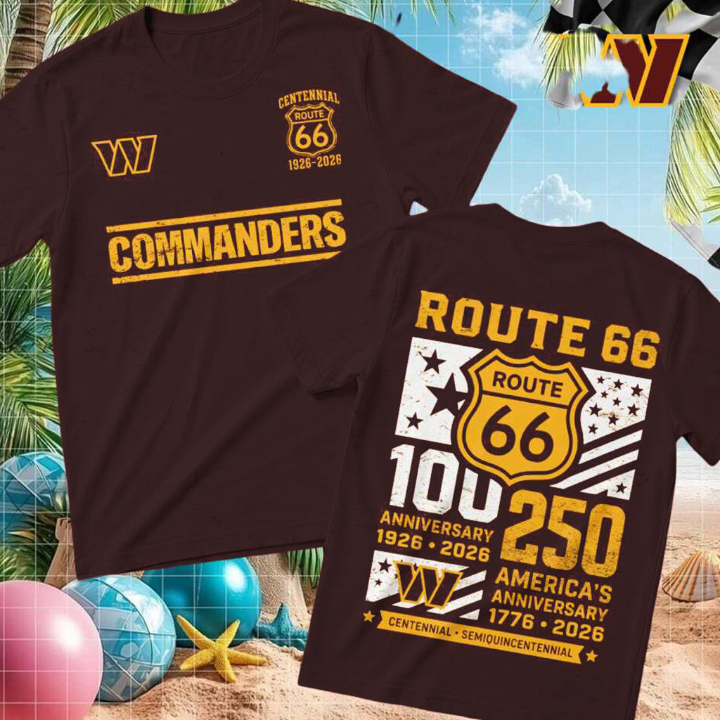 Washington Commanders Route 66 Centennial Anniversary T-Shirt Washington Commanders Merch Gifts - Merchluma