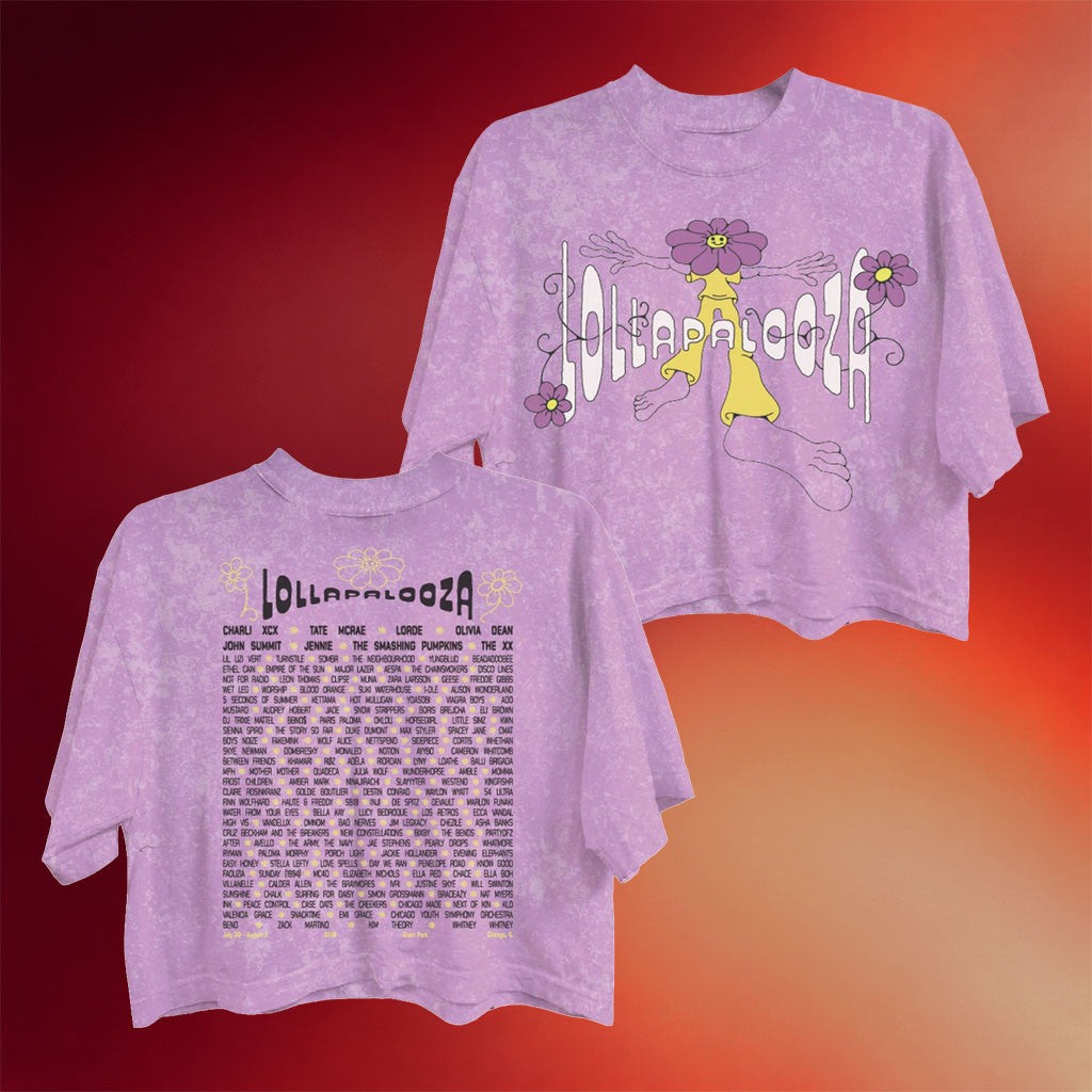 Lollapalooza Merch 2026 Wallflower Lineup Cropped T-Shirt Festival Outfits Gift For Her - Merchluma
