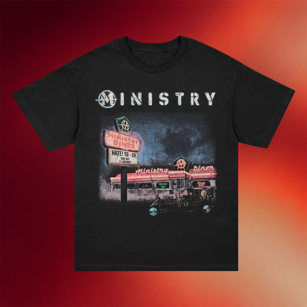 Ministry Merch 2026 Hate To Go Diner T-Shirt Black Music Gift Ideas For Guys - Merchluma