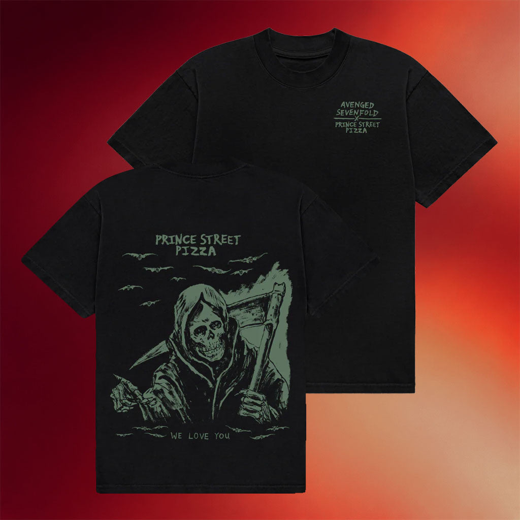 A7x World Merch 2026 A7X X Prince Street Pizza T-Shirt Avenged Sevenfold Merch Fan Gifts - Merchluma
