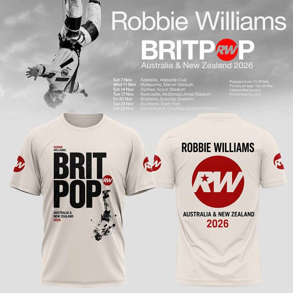 Robbie Williams Merch 2026 Britpop World Tour 2026 T-Shirt Cool Gifts For Music Lovers - Merchluma