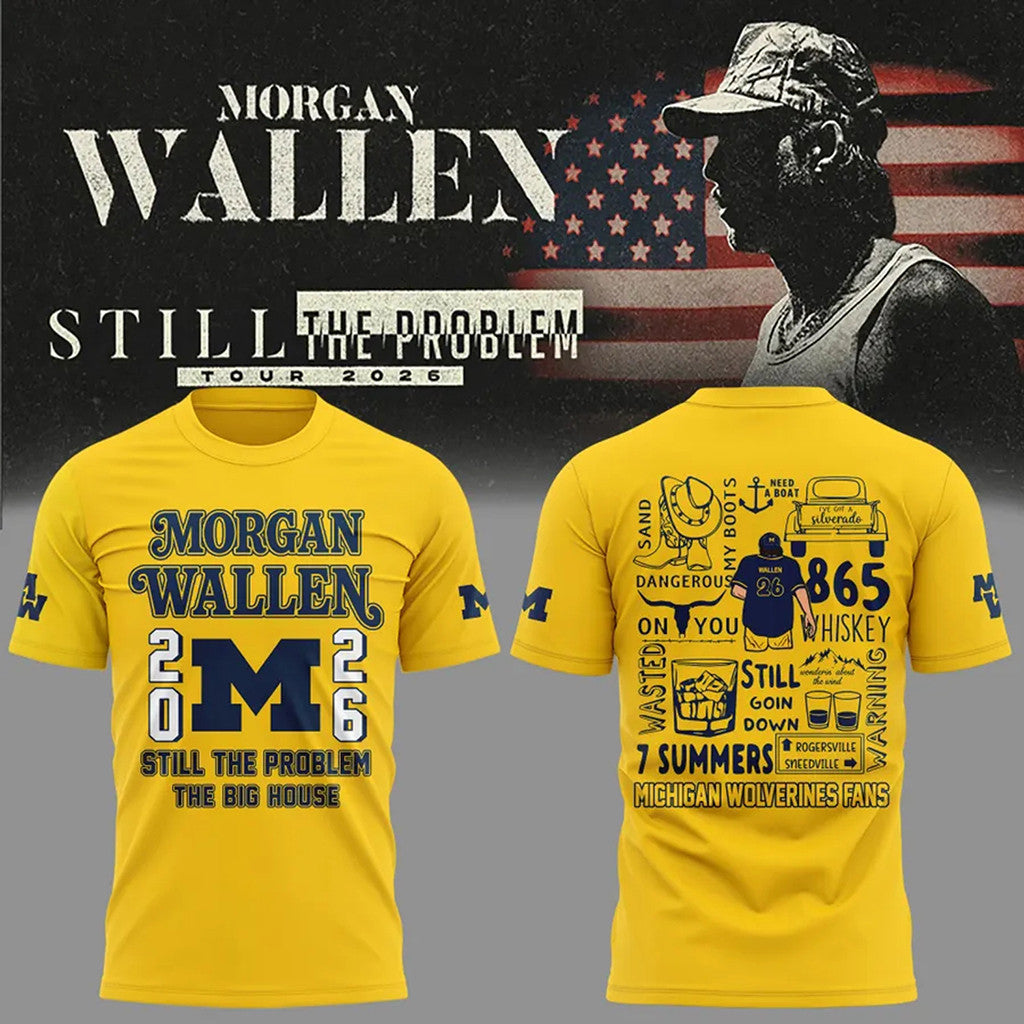 Morgan Wallen X Michigan Wolverines Merch MW Still The Problem Tour 2026 Shirt The Big House - Merchluma