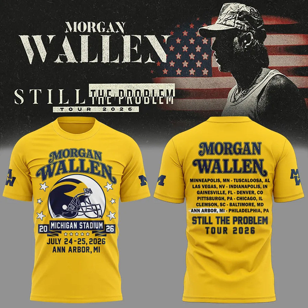 Morgan Wallen X Michigan Wolverines Merch MW Still The Problem Tour 2026 T-Shirt Fan Apparel - Merchluma