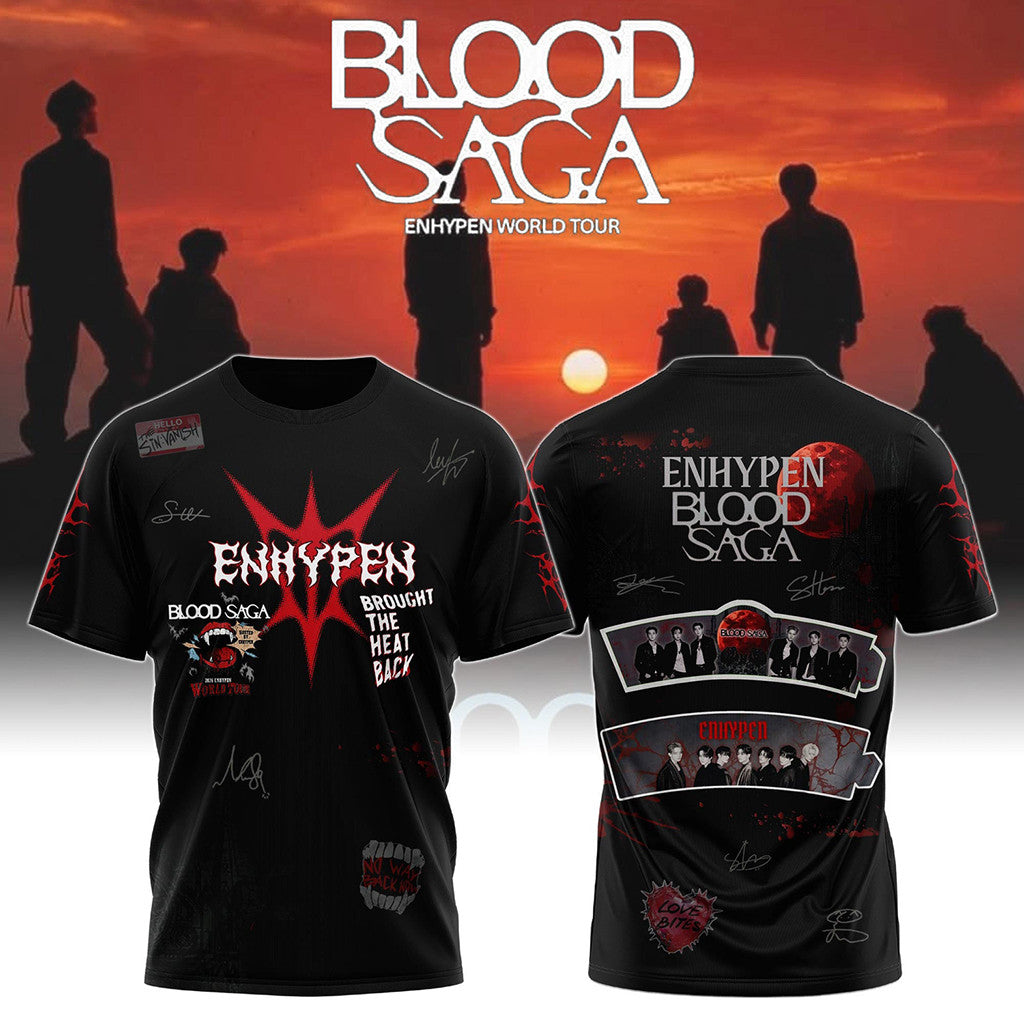 ENHYPEN Merch Blood Saga Tour 2026 Signature Shirt Blood Saga Merch Kpop Gear Gift For Fans - Merchluma