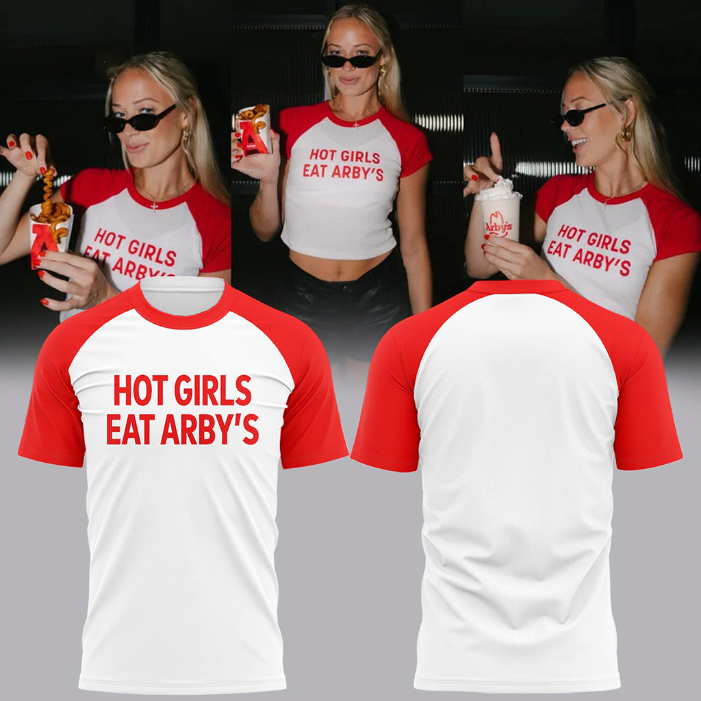 Hot Girls Eat Arby's Shirt Y2K Slogan T-Shirt Funny Gifts For Besties - Merchluma
